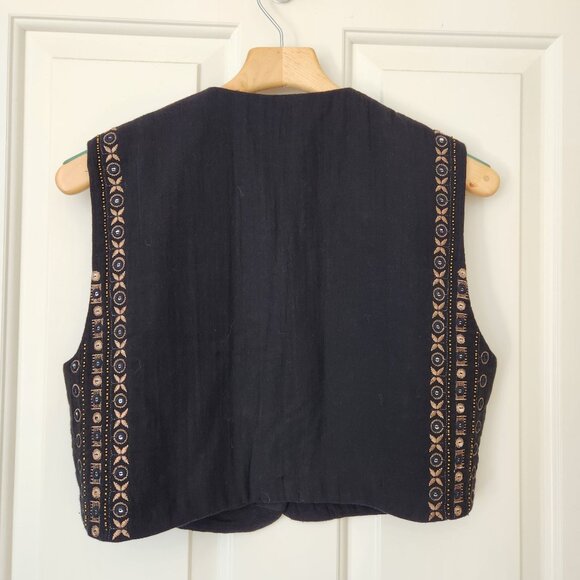 As Seen On The Bachelor Zara Black & Gold Embroidered Vest Sequins Bling Glam - Picture 2 of 8